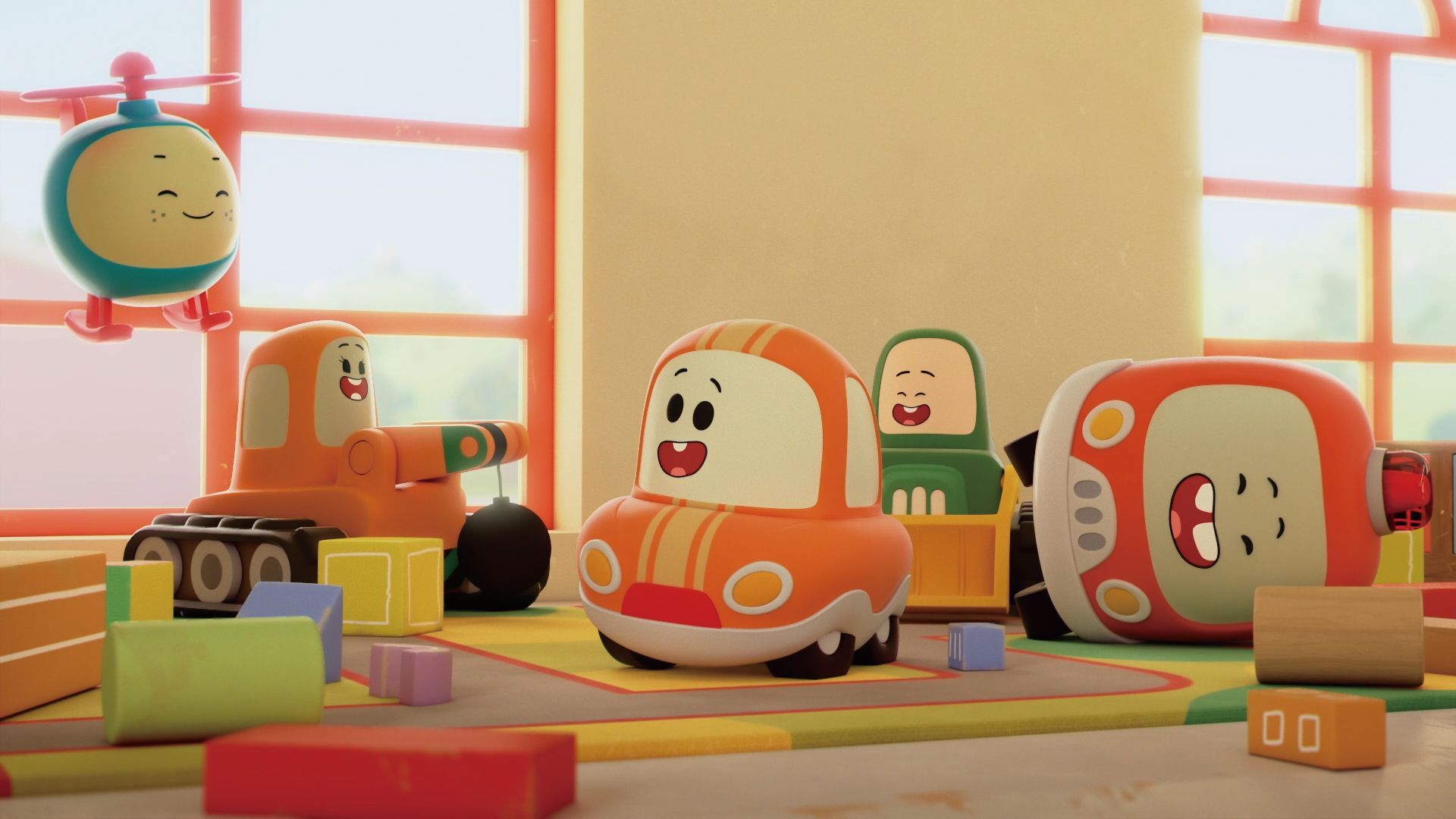 每個車輛角色的色彩鮮豔、設計簡潔可愛