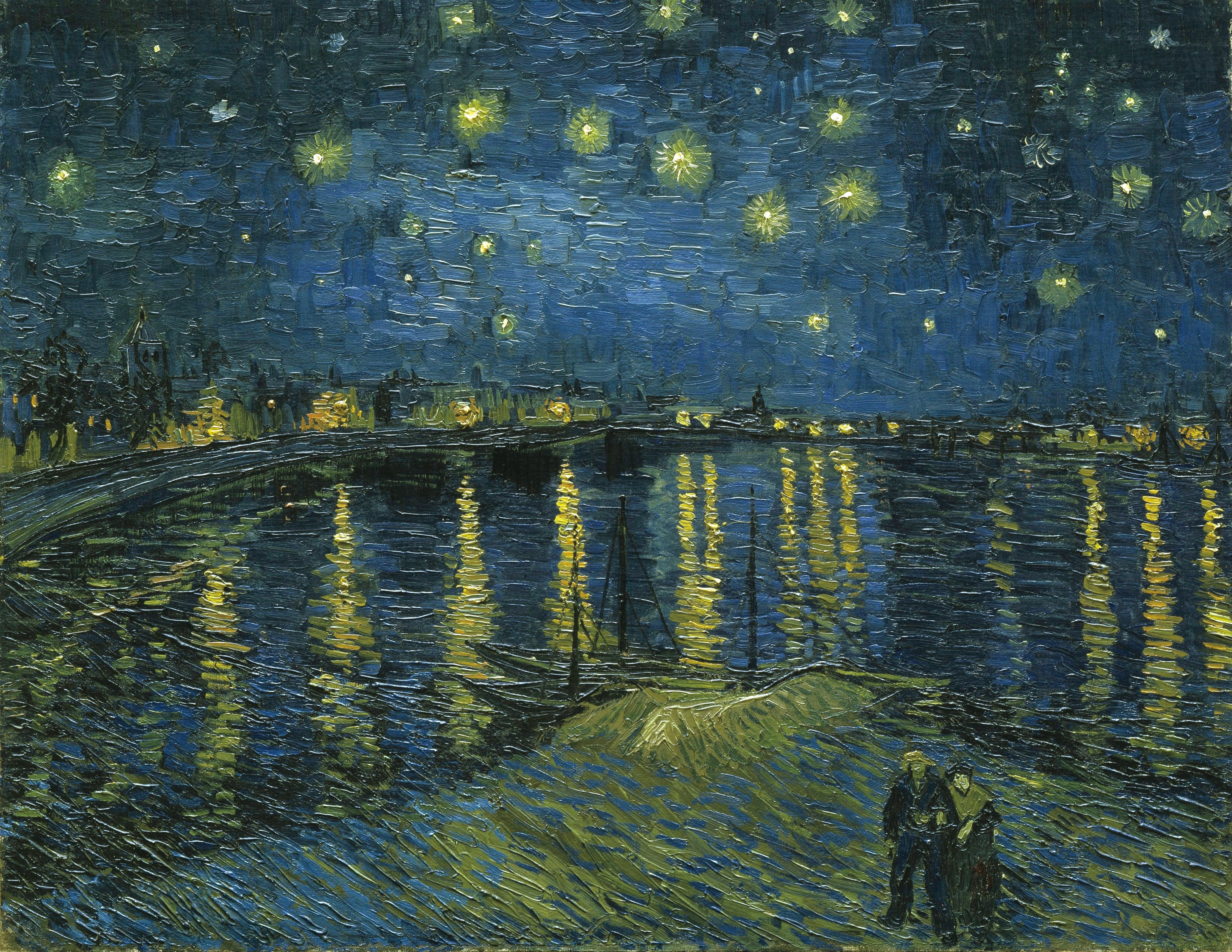 梵谷《隆河上的星夜》