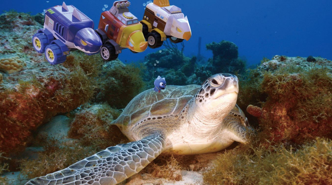 主角們聆聽海龜想飛的煩惱